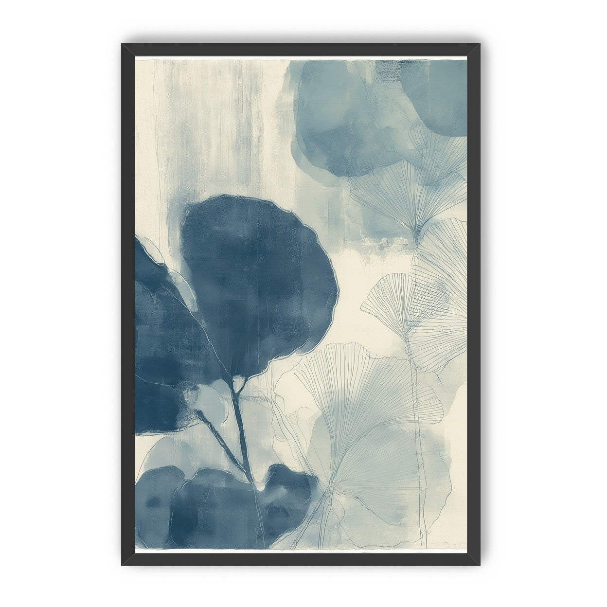 Indigo leaves on cream paper