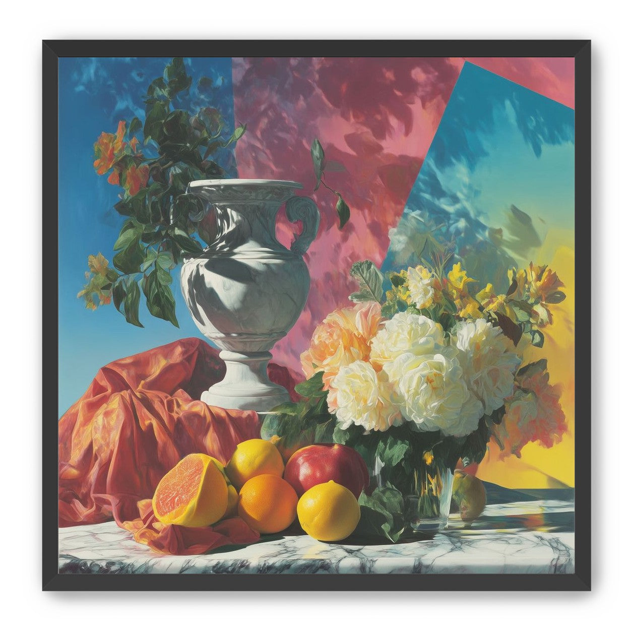 Urn and roses in hard light