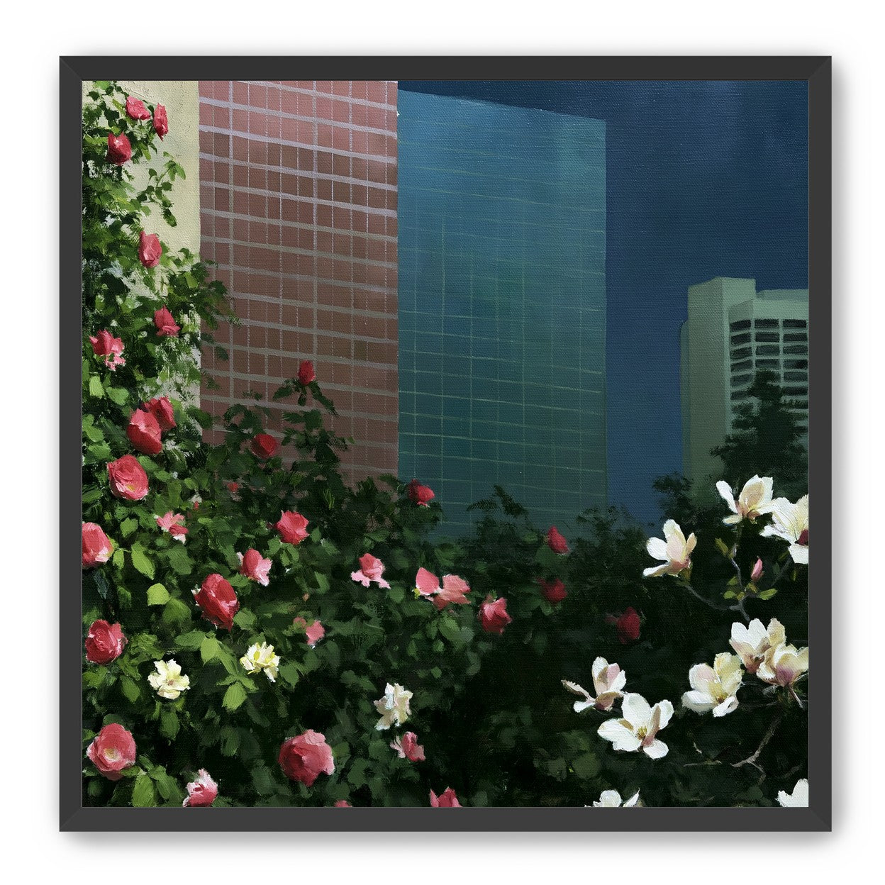 Flowers at the foot of towers