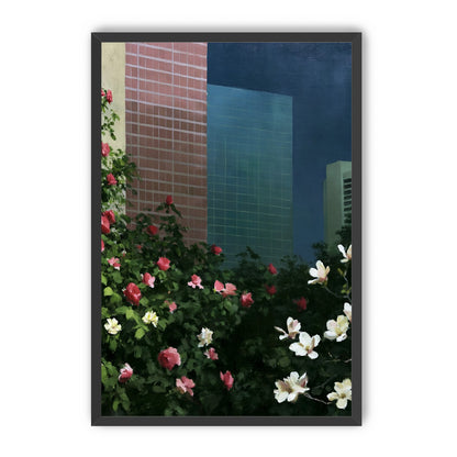 Flowers at the foot of towers