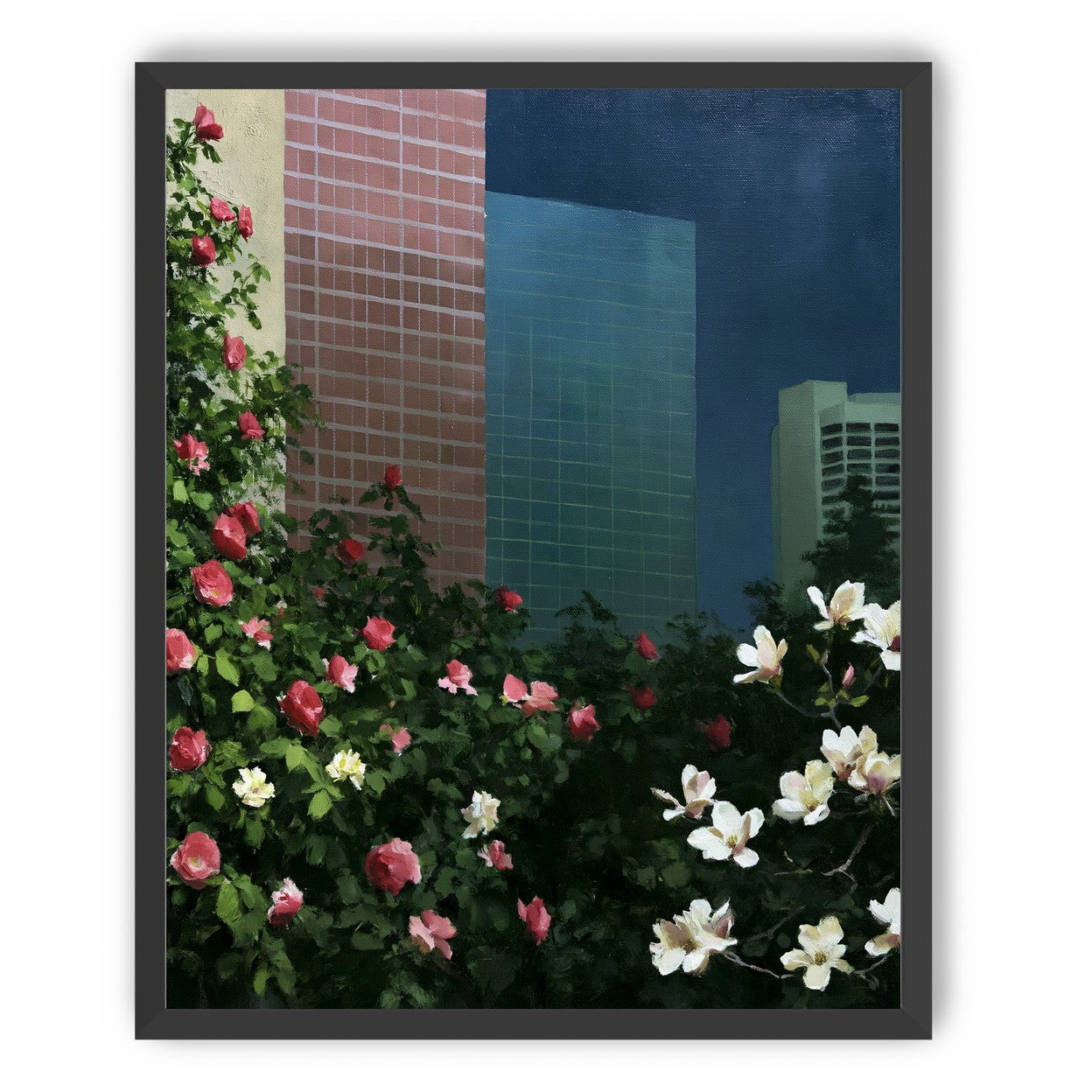 Flowers at the foot of towers