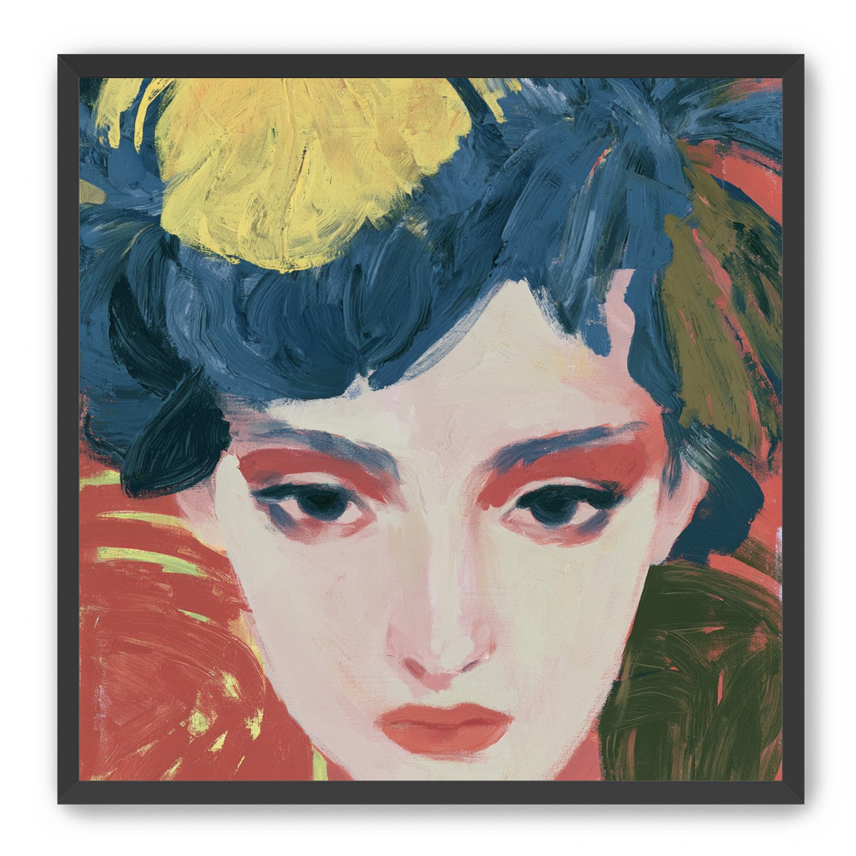 Yellow weight over her gaze