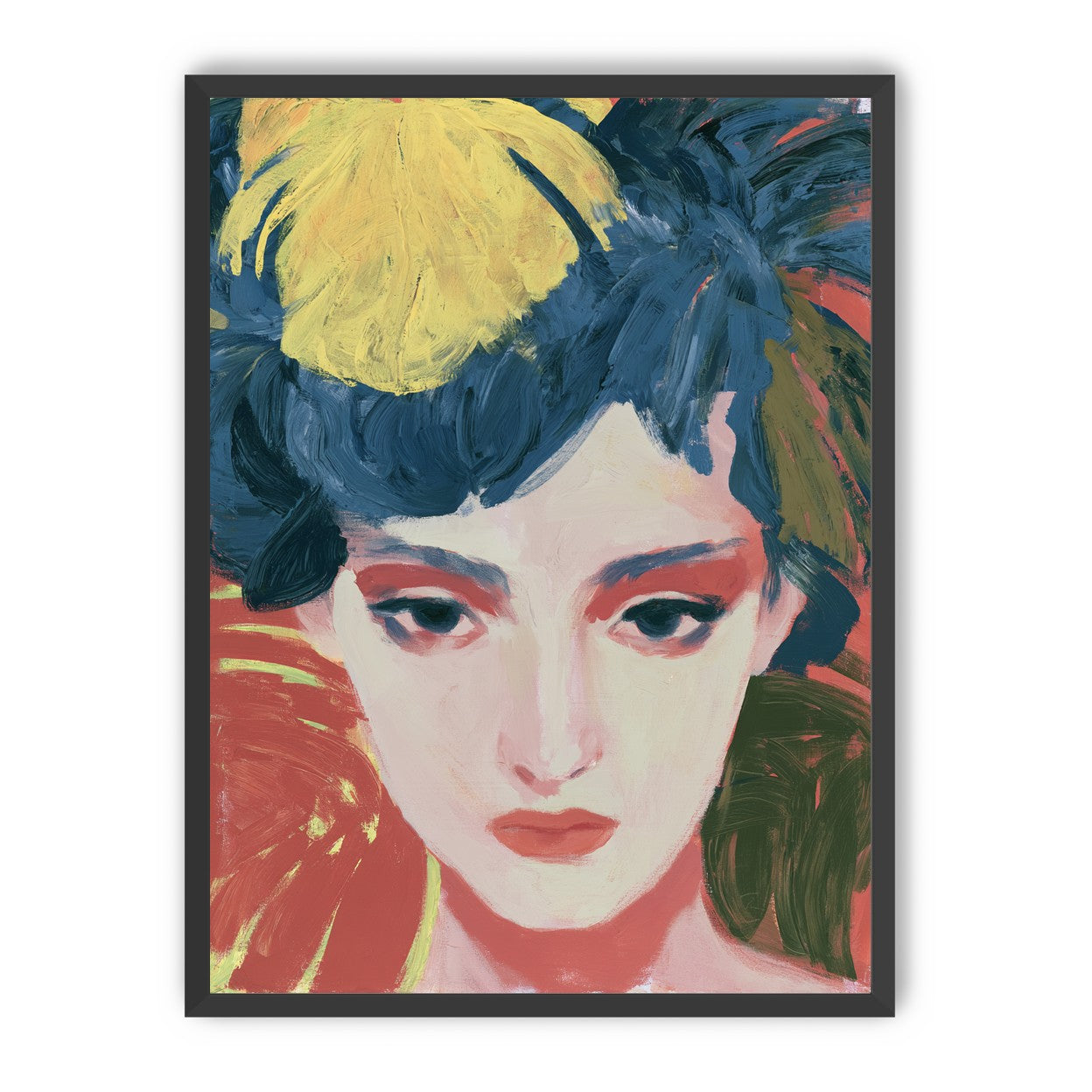 Yellow weight over her gaze