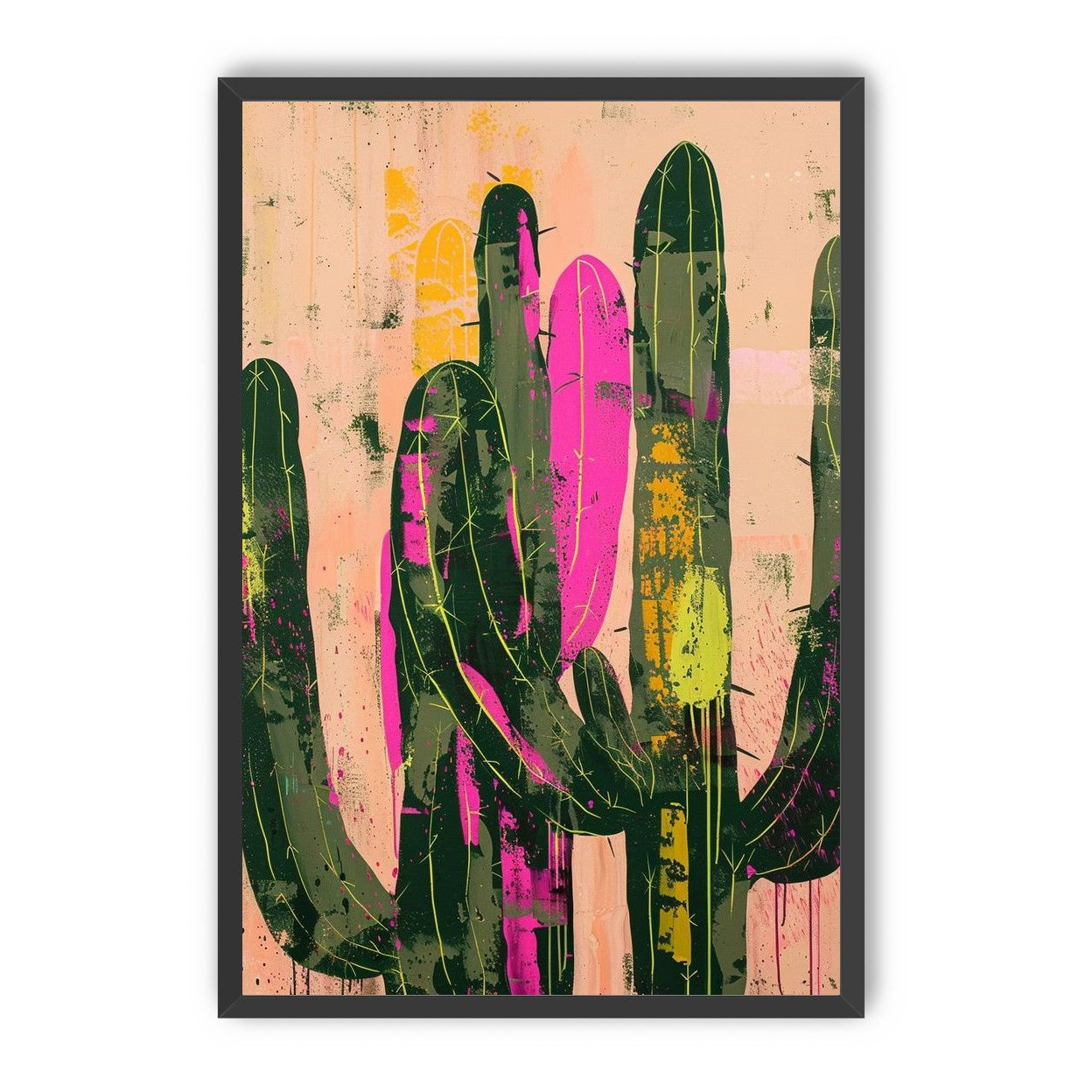 Neon pink on cactus green