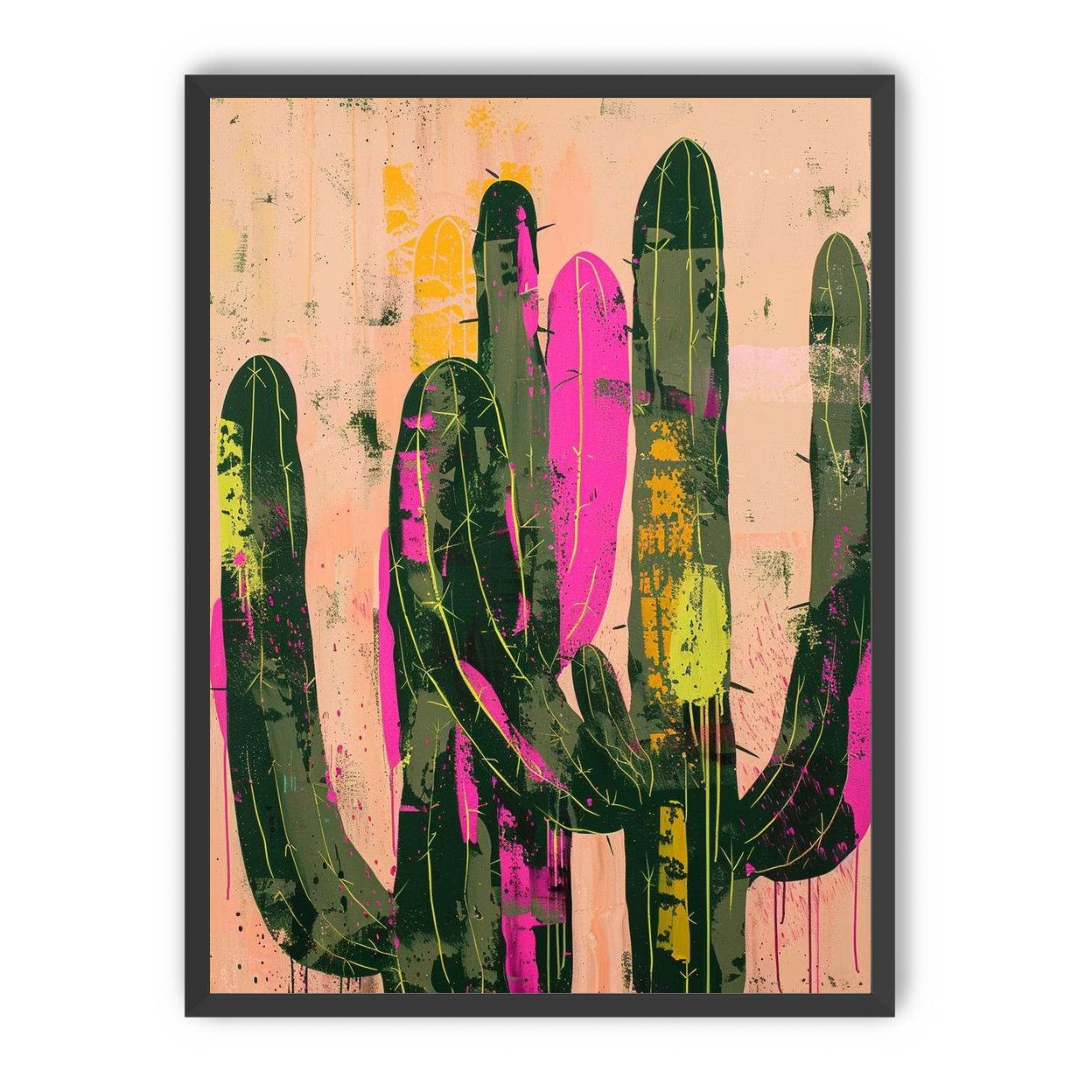 Neon pink on cactus green
