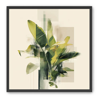 Green leaves among glassy blocks