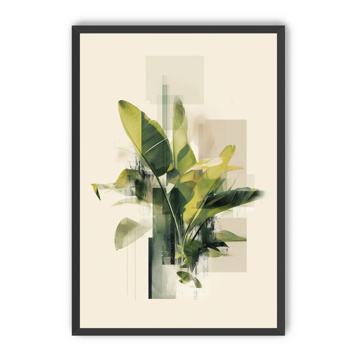 Green leaves among glassy blocks
