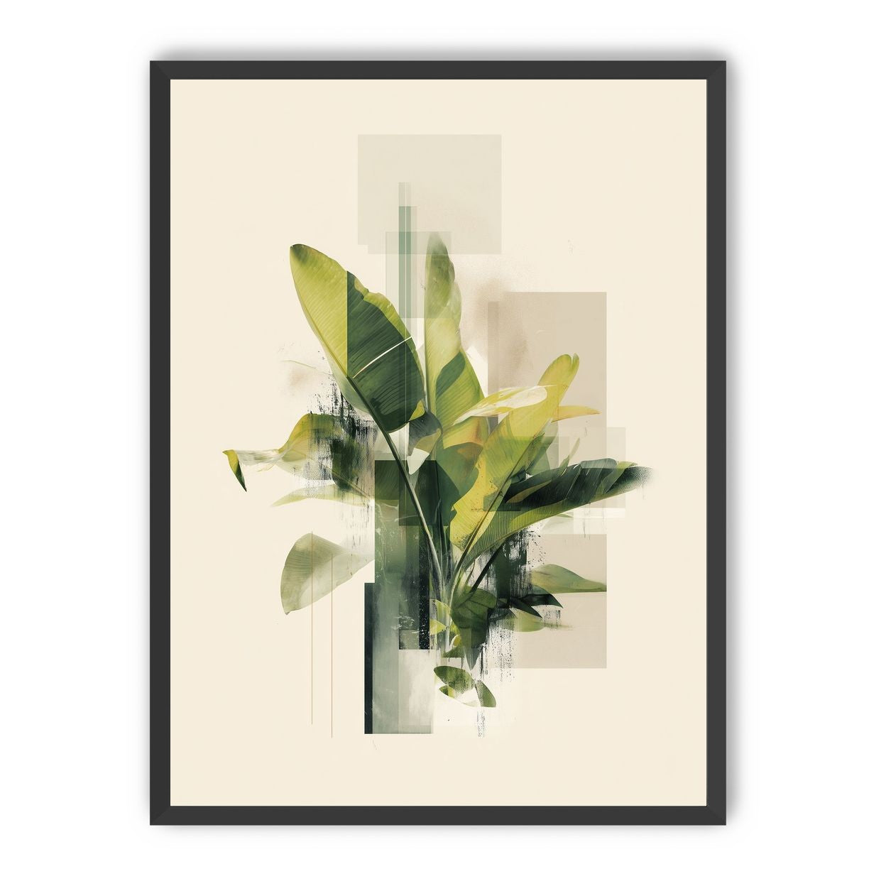 Green leaves among glassy blocks