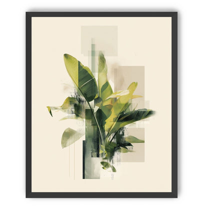 Green leaves among glassy blocks