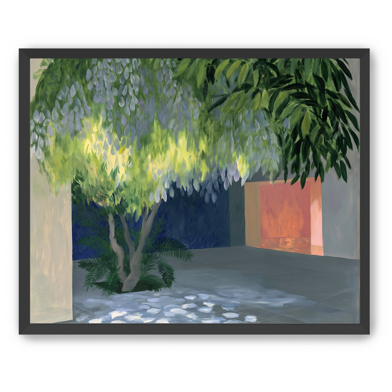 Spotted light under blossoms