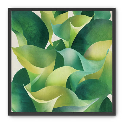 Overlapping curled green leaves