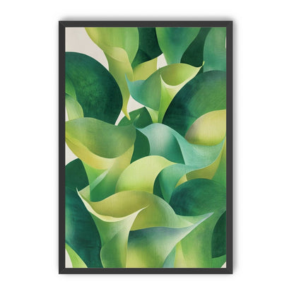 Overlapping curled green leaves
