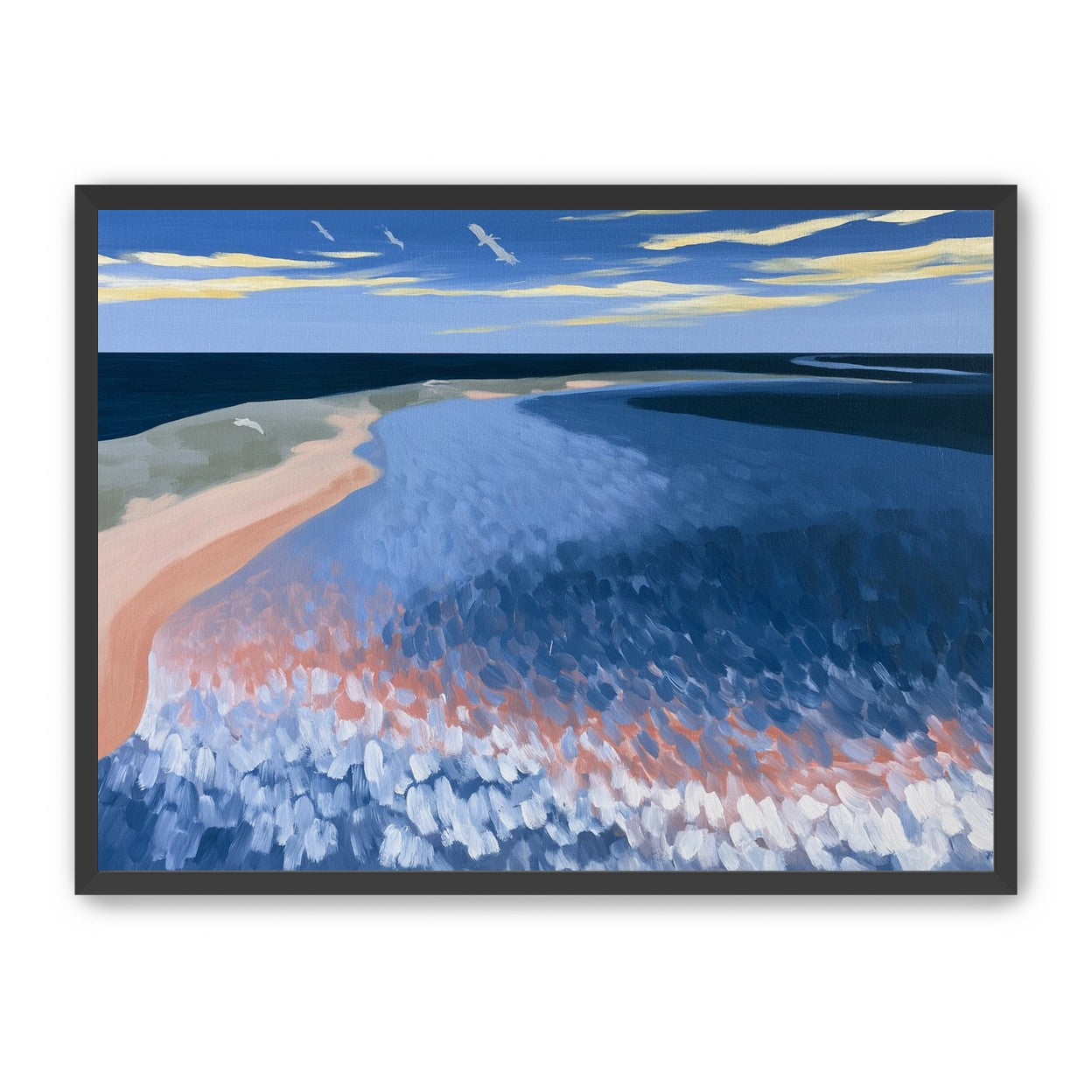 Pale sand in blue water