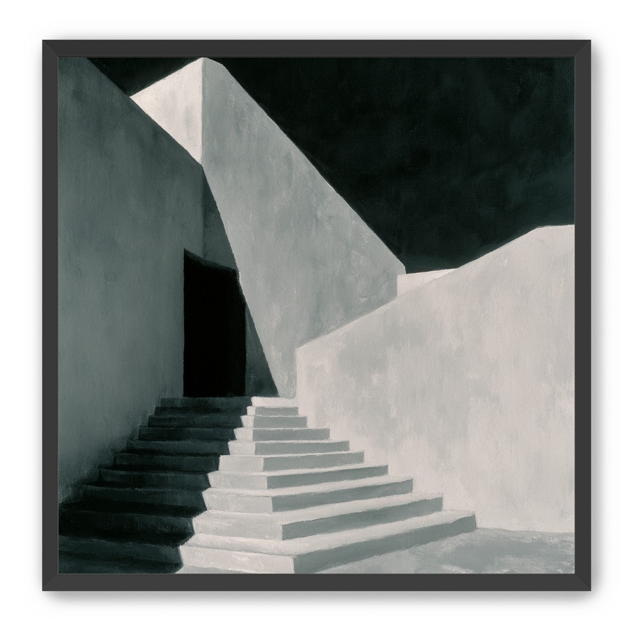 Stairs into the black doorway