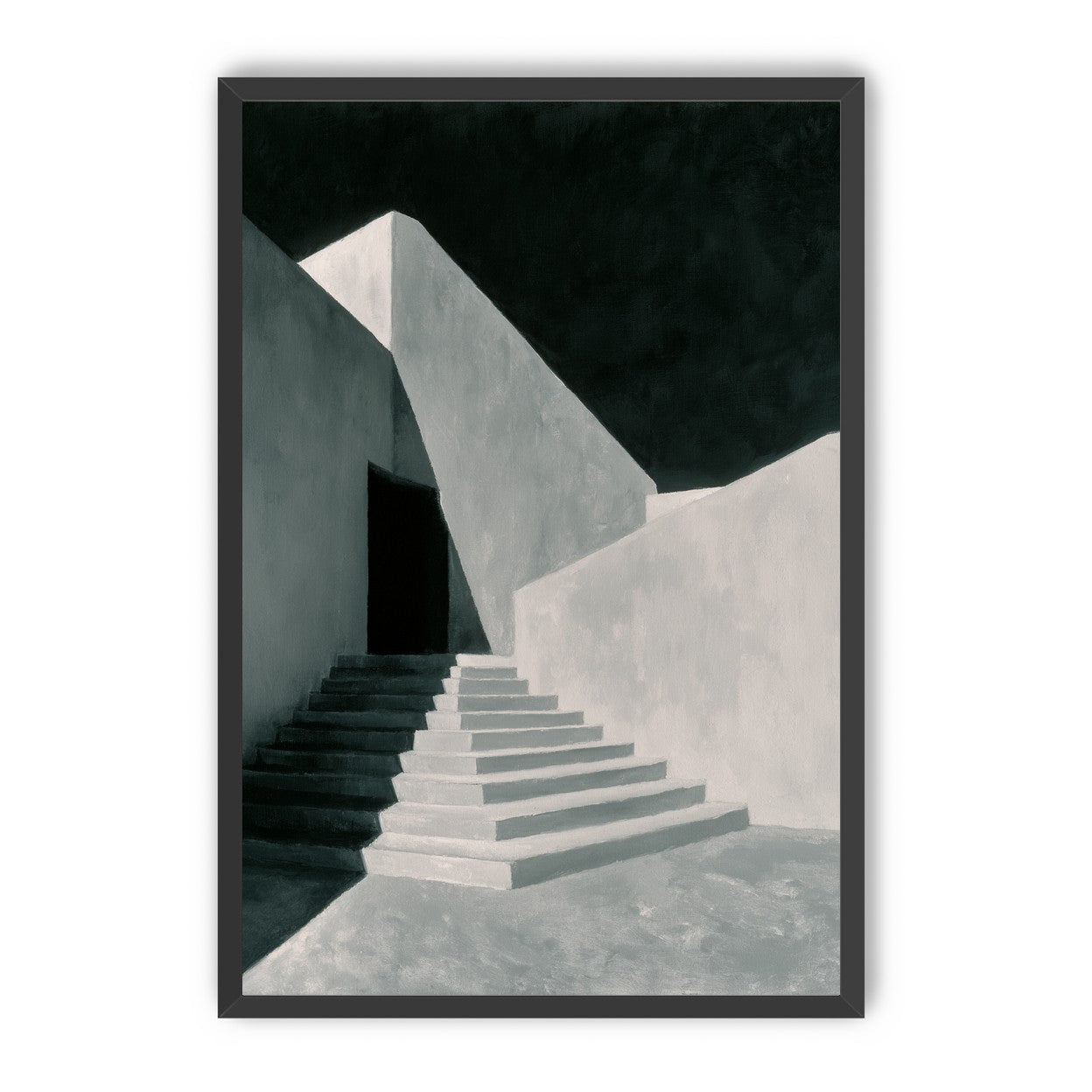 Stairs into the black doorway