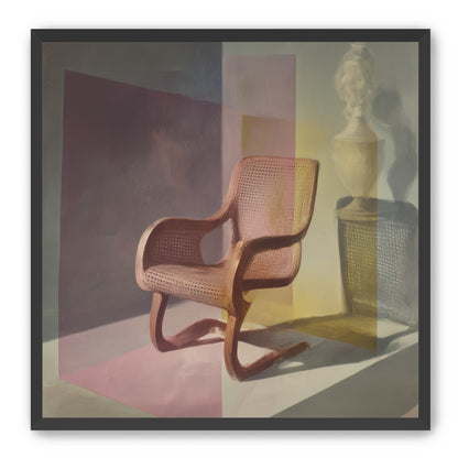 Cane chair within color panes
