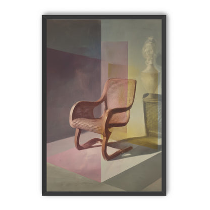 Cane chair within color panes