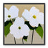 Three white flowers above purple