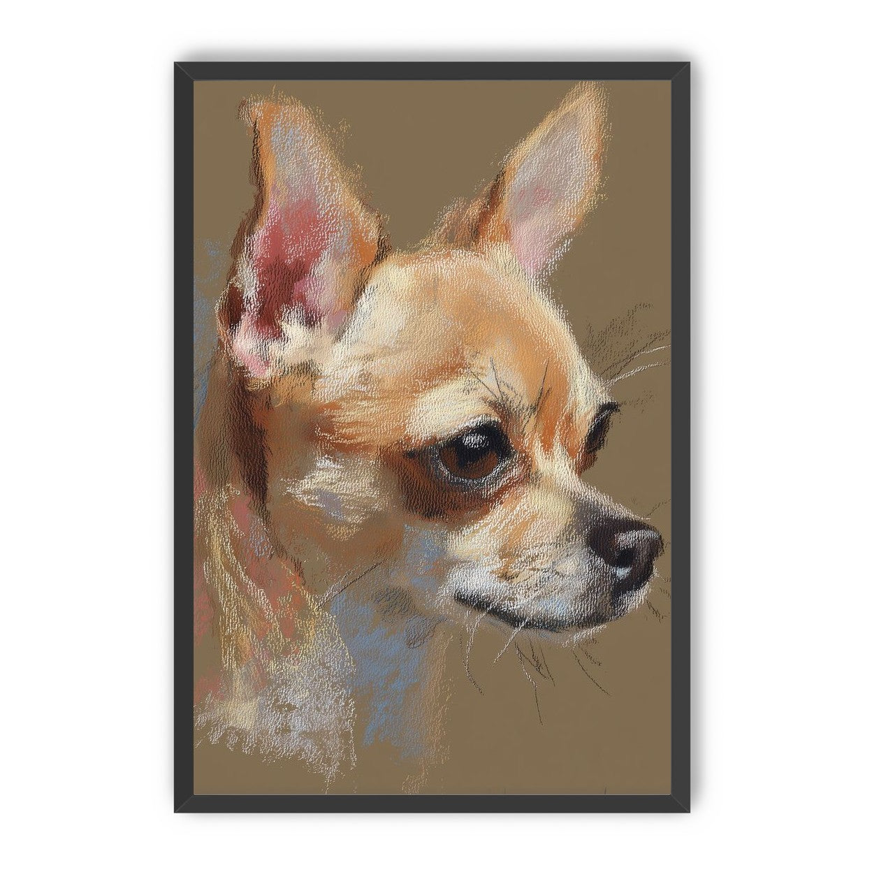 Pastel dog in profile