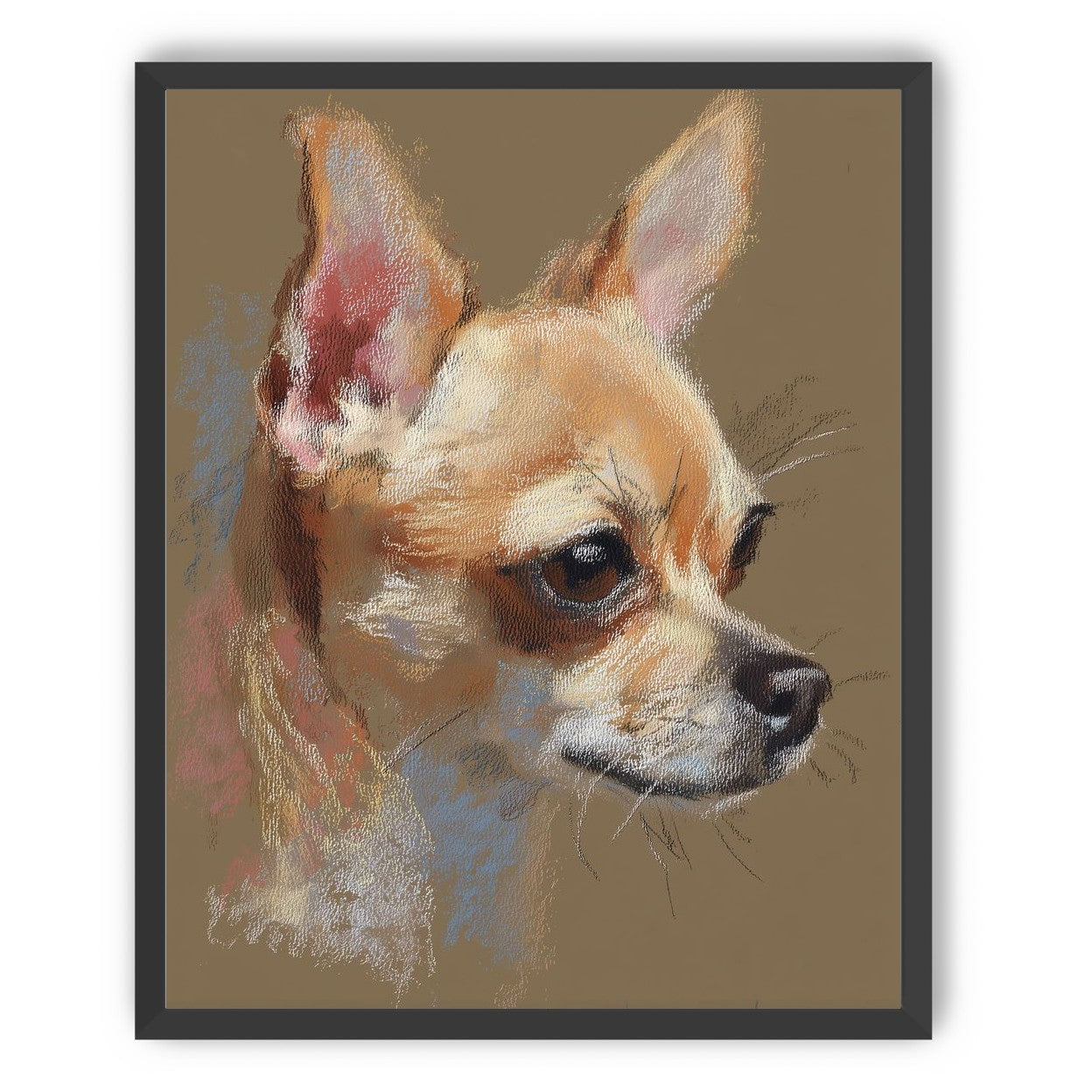 Pastel dog in profile