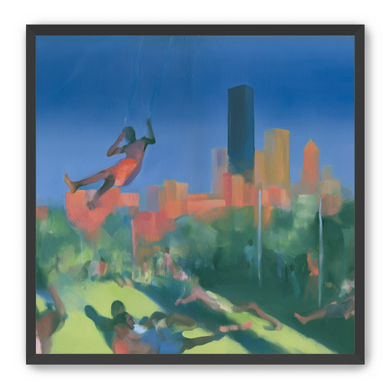 Swinging over the city park