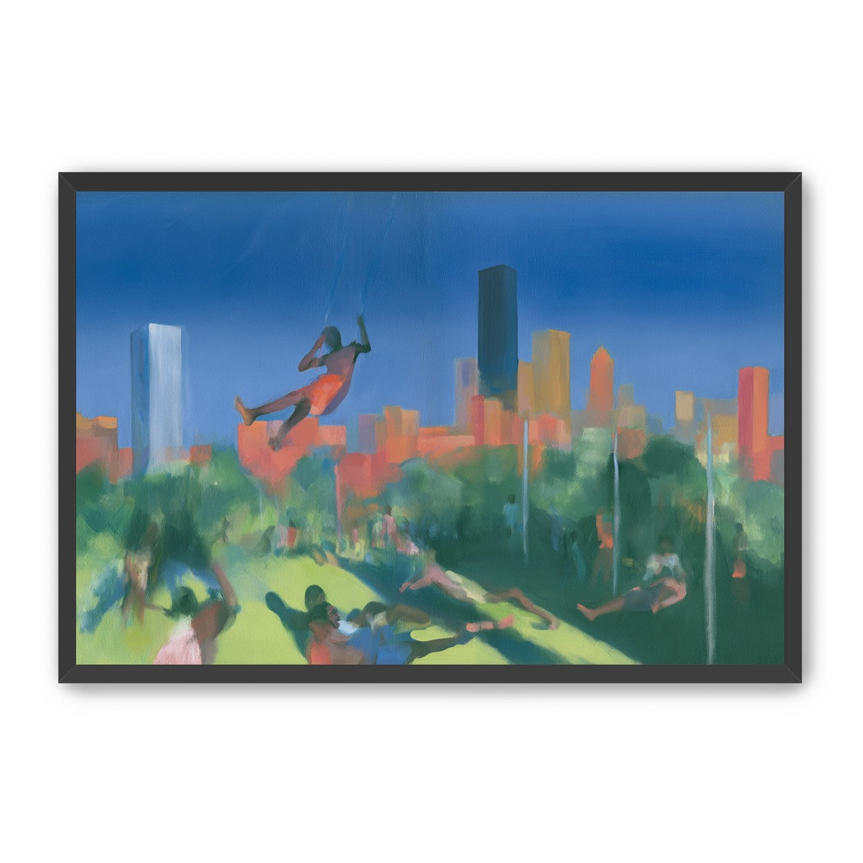 Swinging over the city park
