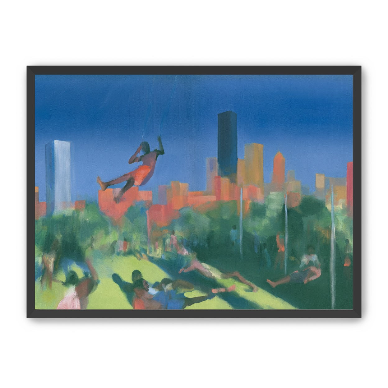 Swinging over the city park