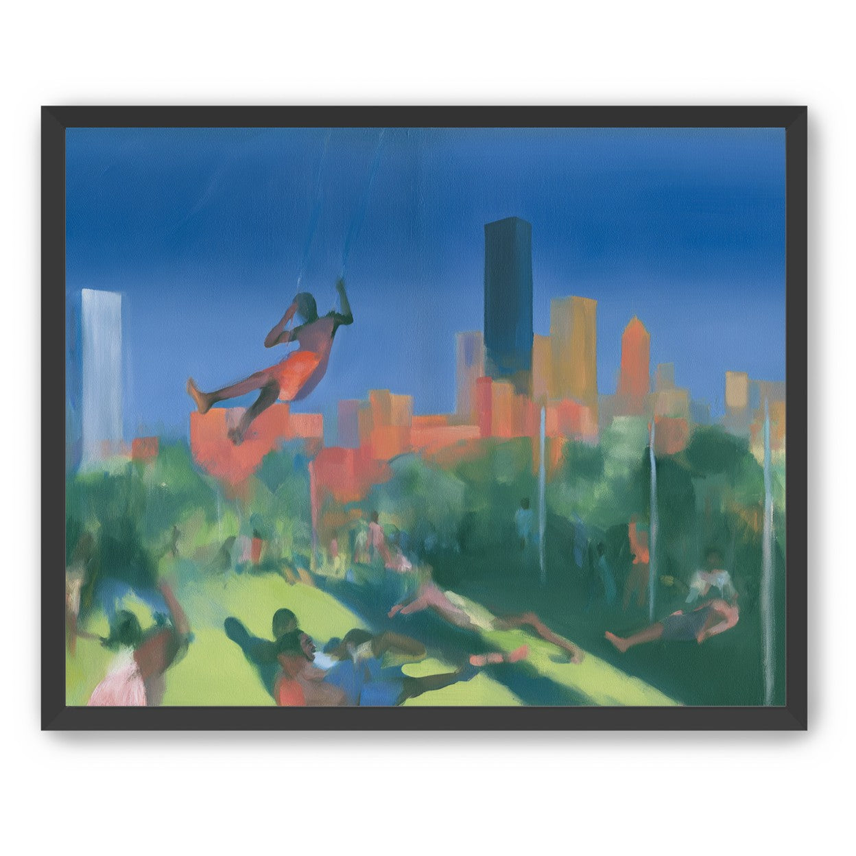 Swinging over the city park