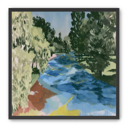 Blue bend under pines