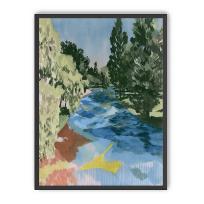 Blue bend under pines