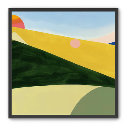 Three suns over rolling hills