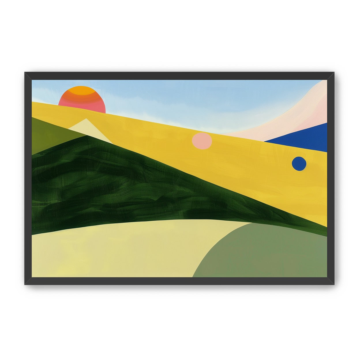 Three suns over rolling hills