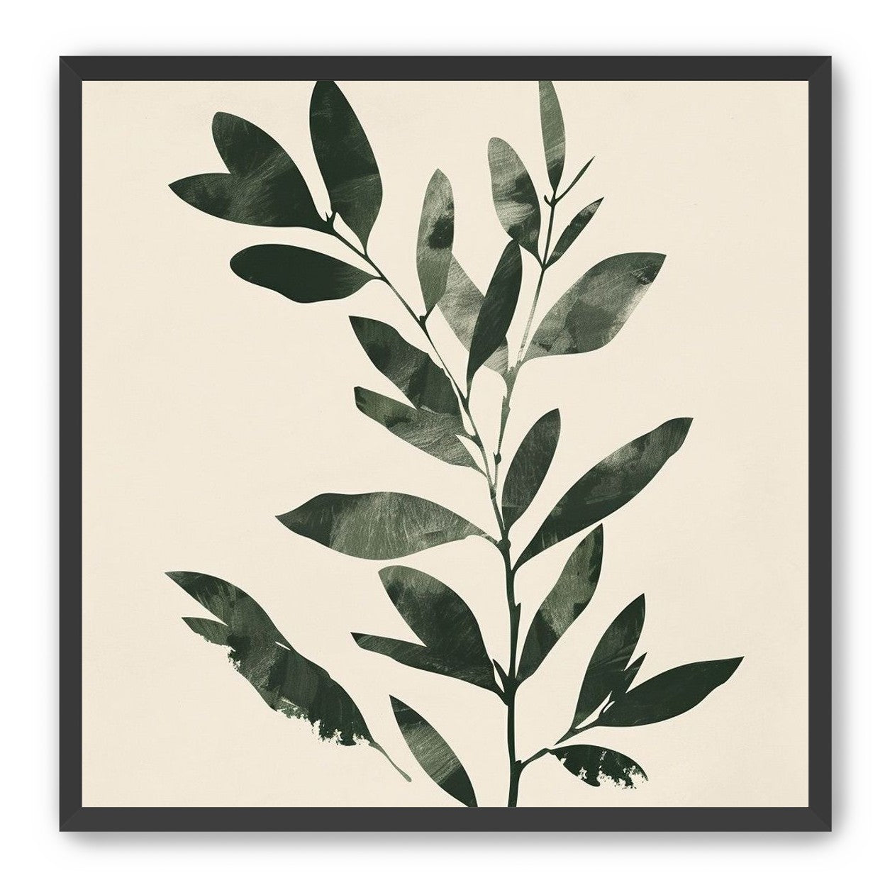 Dark green leaves on cream