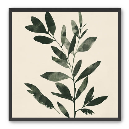 Dark green leaves on cream