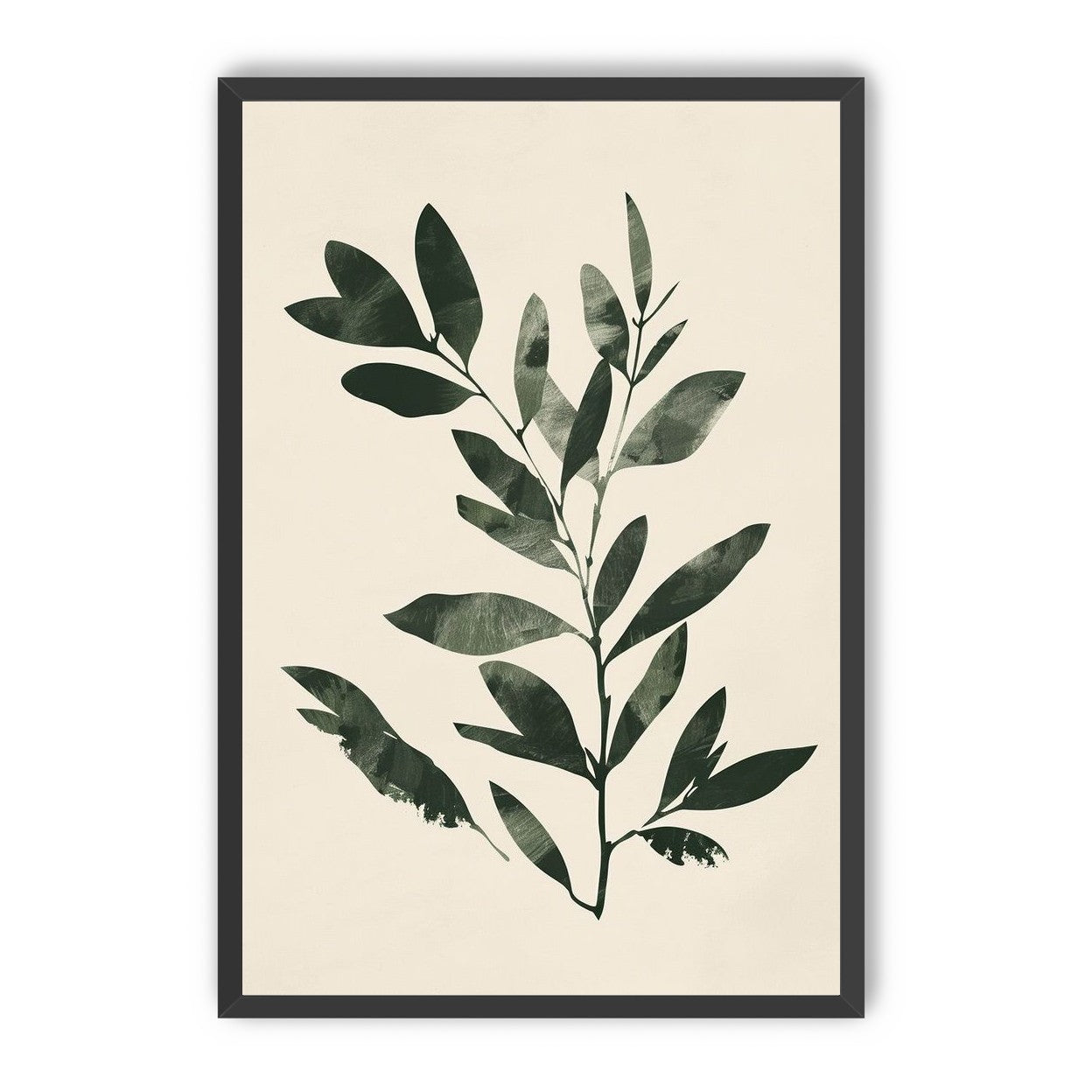 Dark green leaves on cream