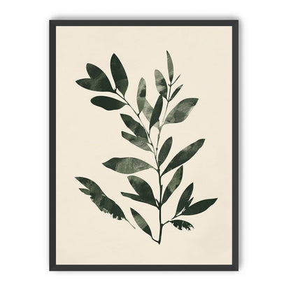 Dark green leaves on cream