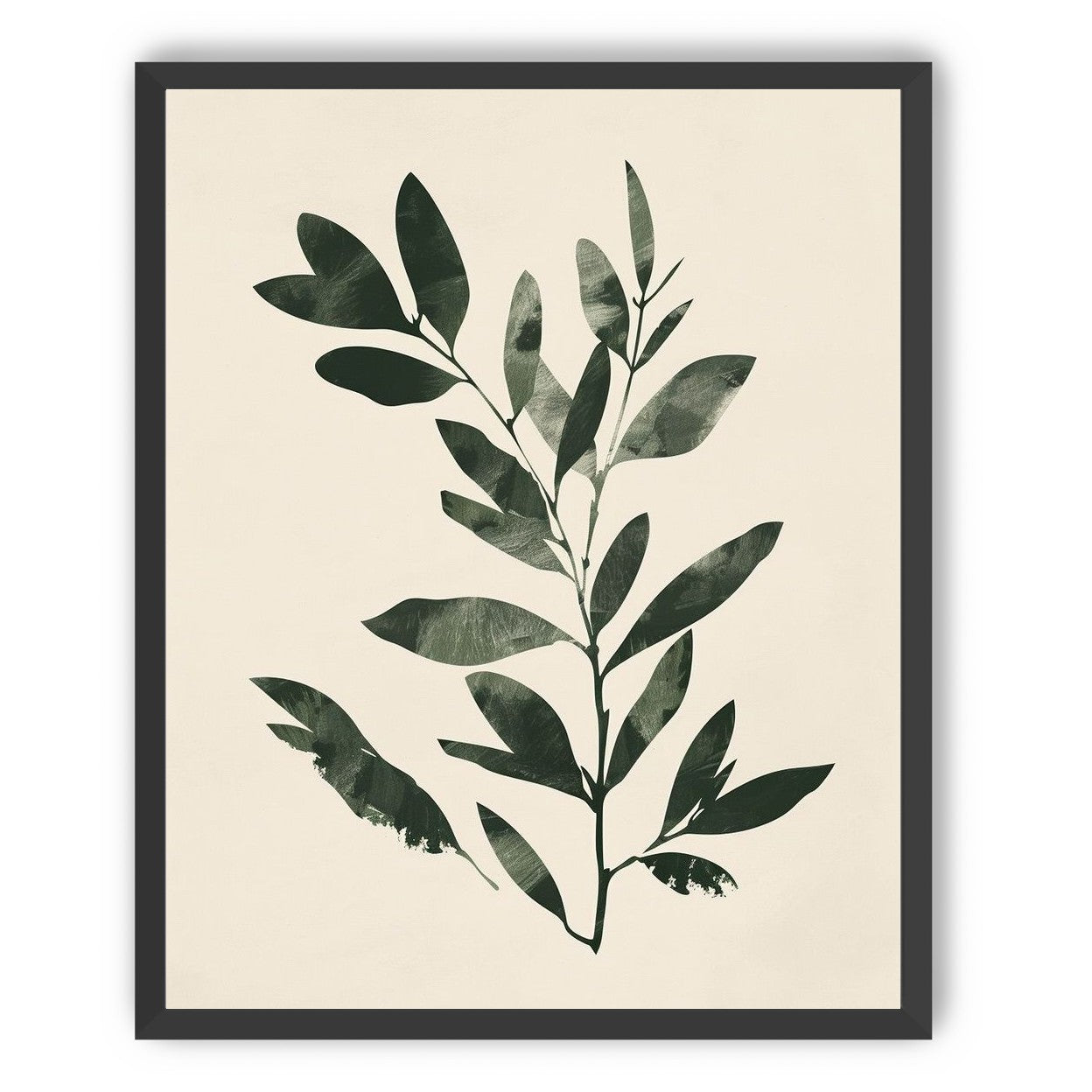 Dark green leaves on cream