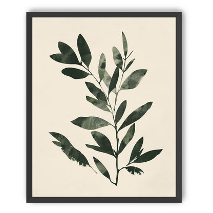 Dark green leaves on cream