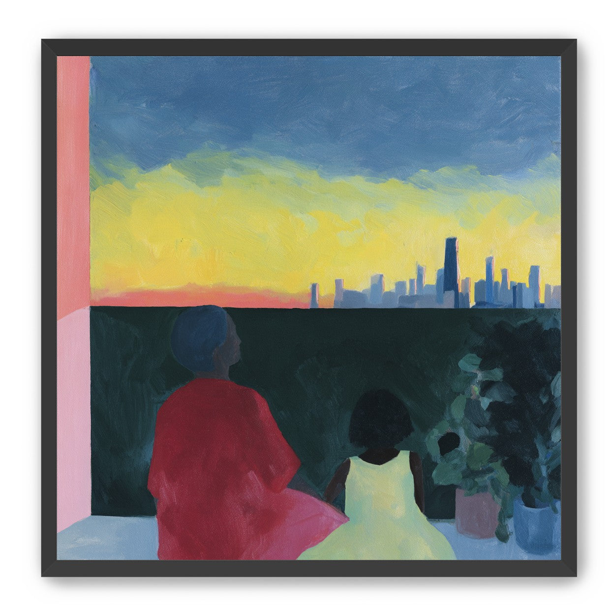 Yellow sky over the skyline
