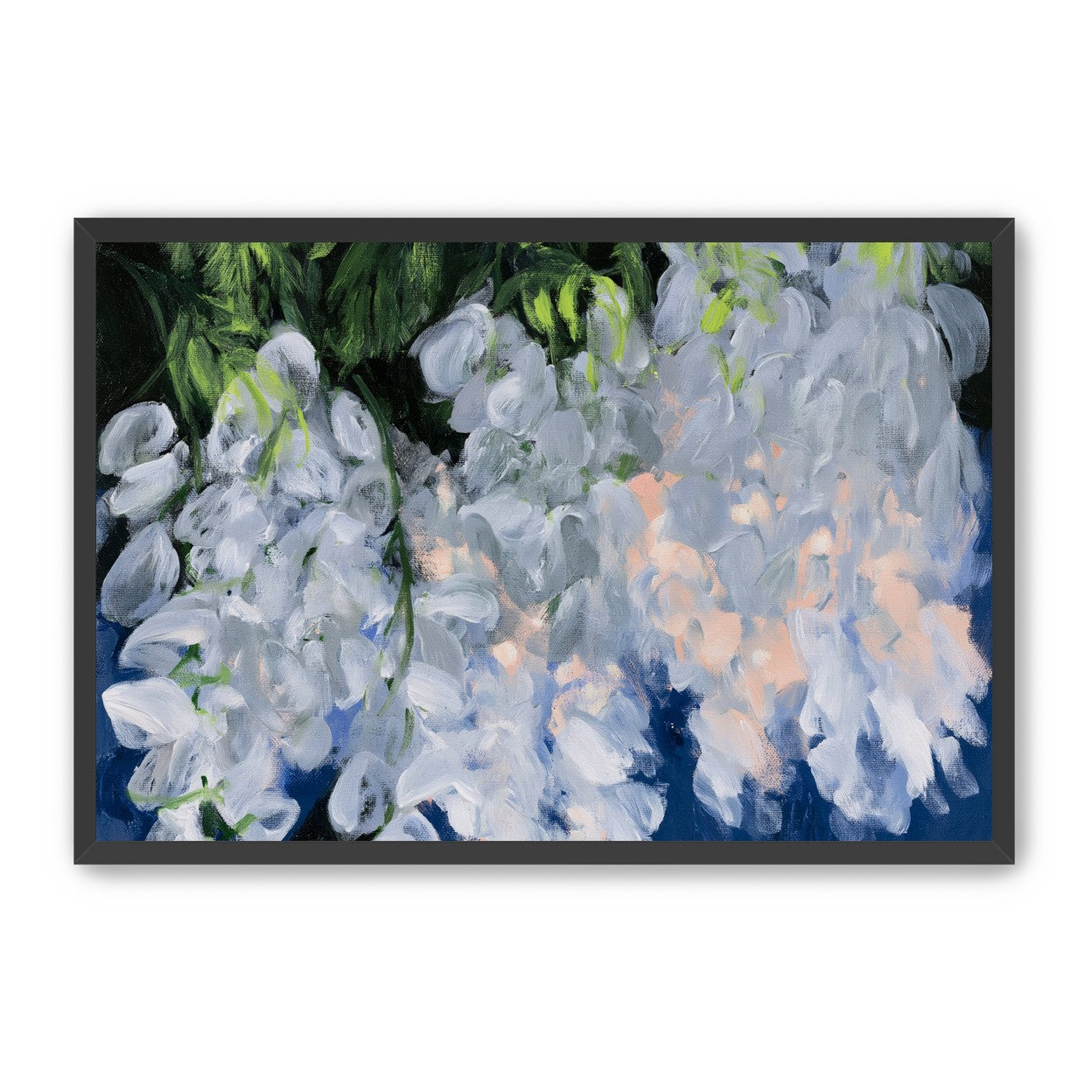White blooms in blue shade
