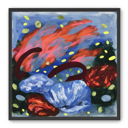 Layered brushstrokes with yellow ovals