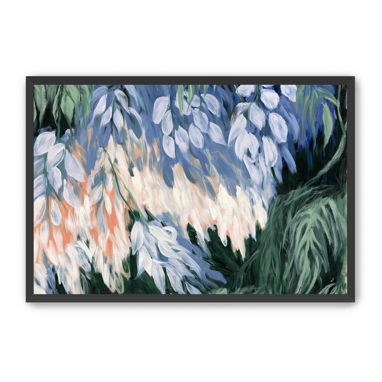 White blossoms in blue shade