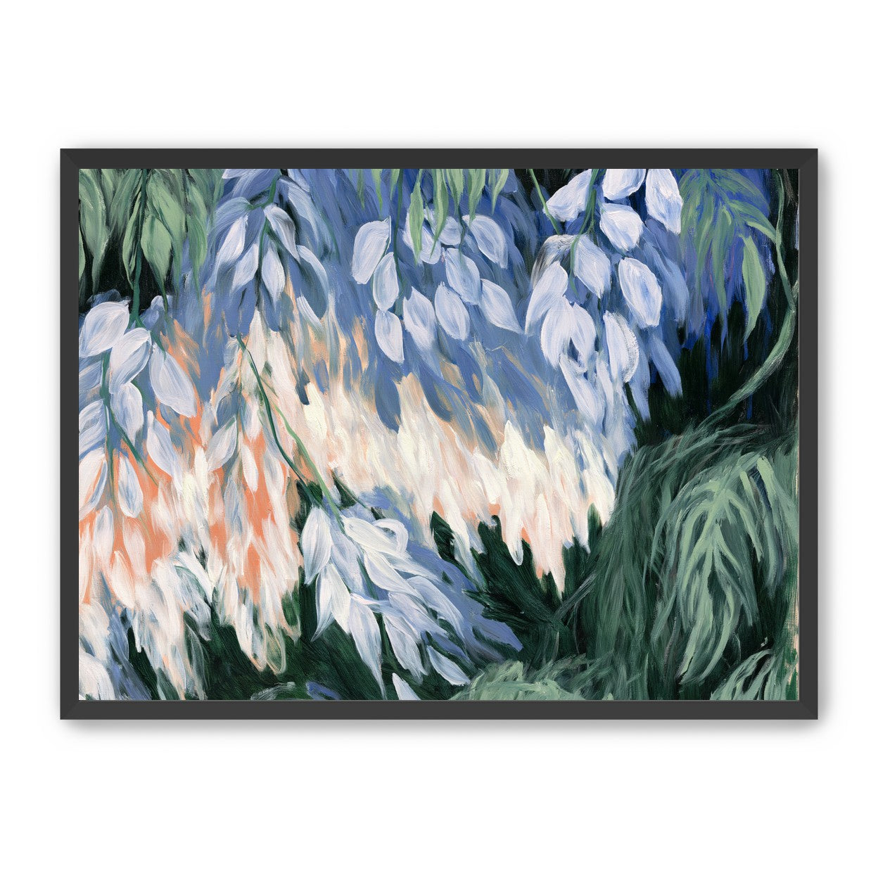 White blossoms in blue shade