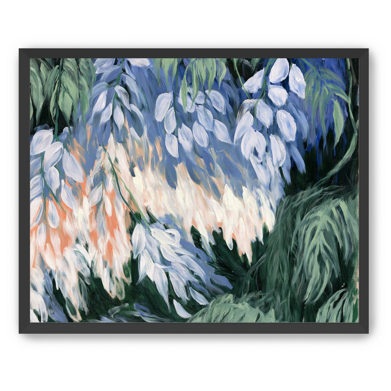White blossoms in blue shade