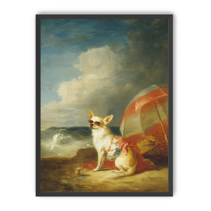 Red shade over seaside dog