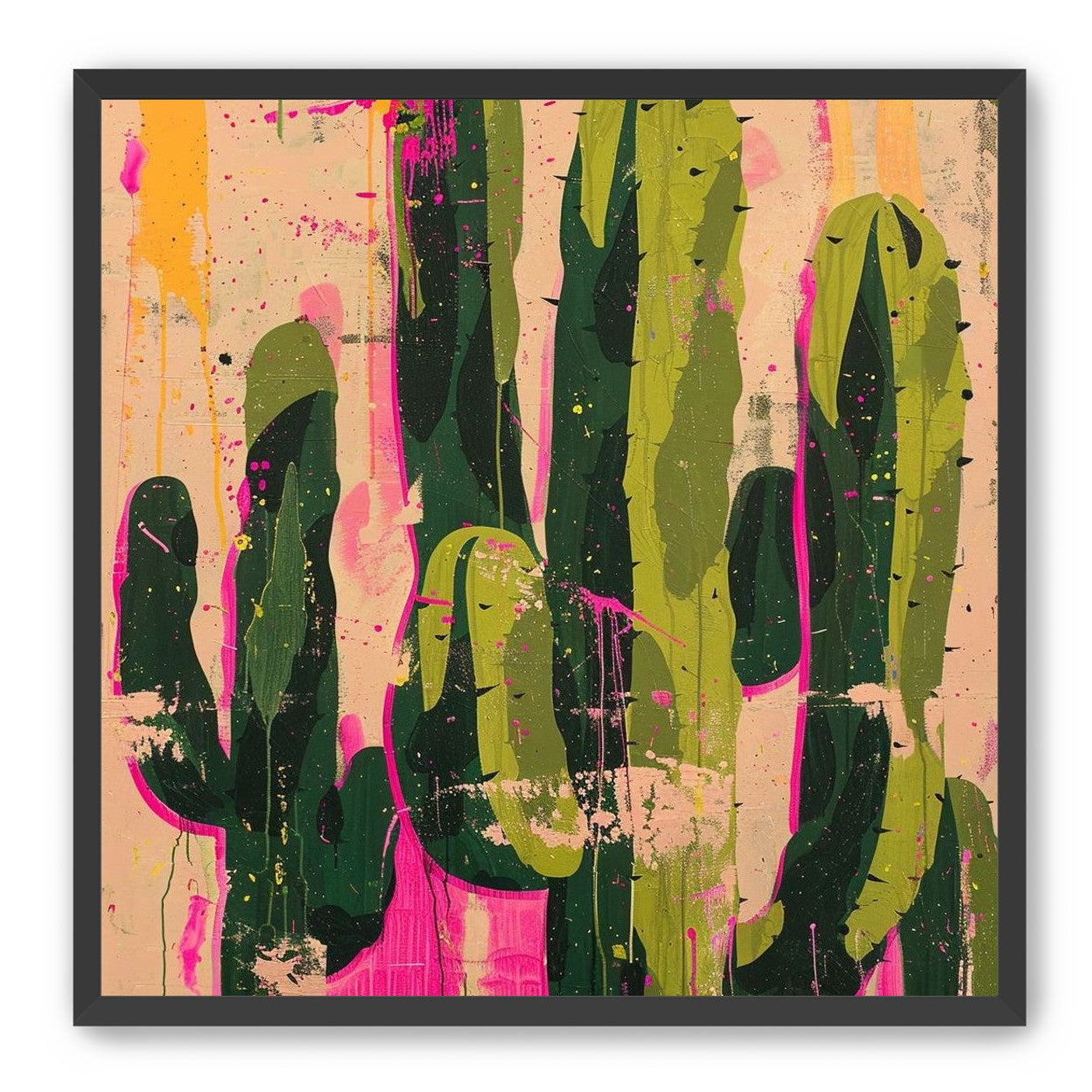 Cacti within pink drips