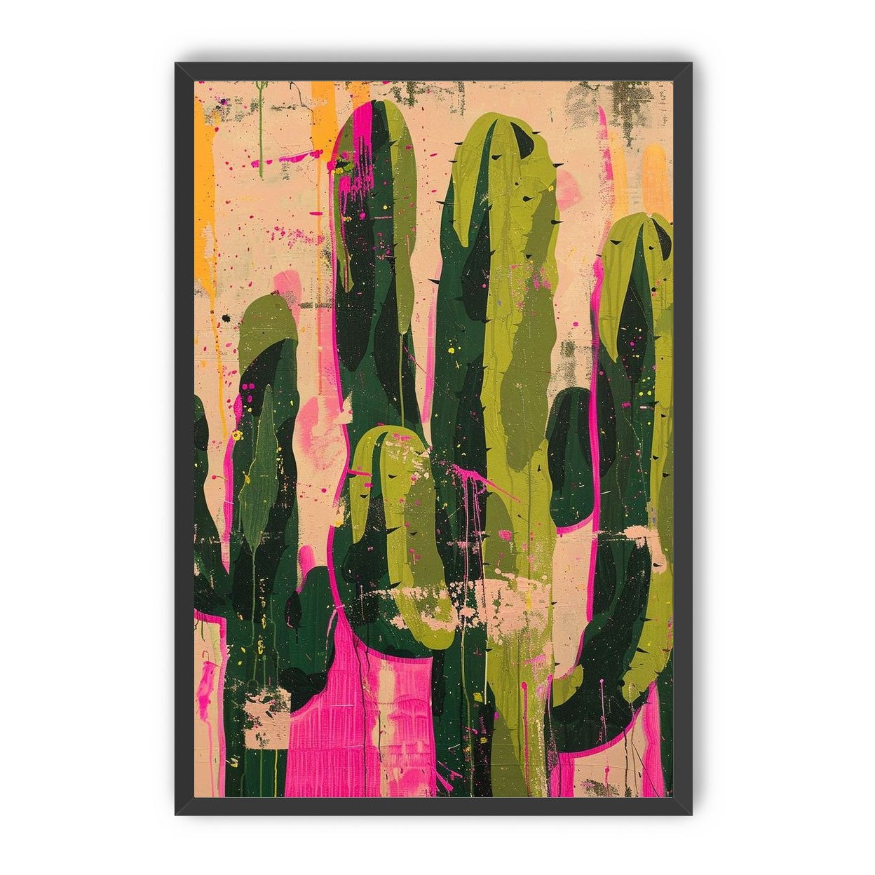 Cacti within pink drips