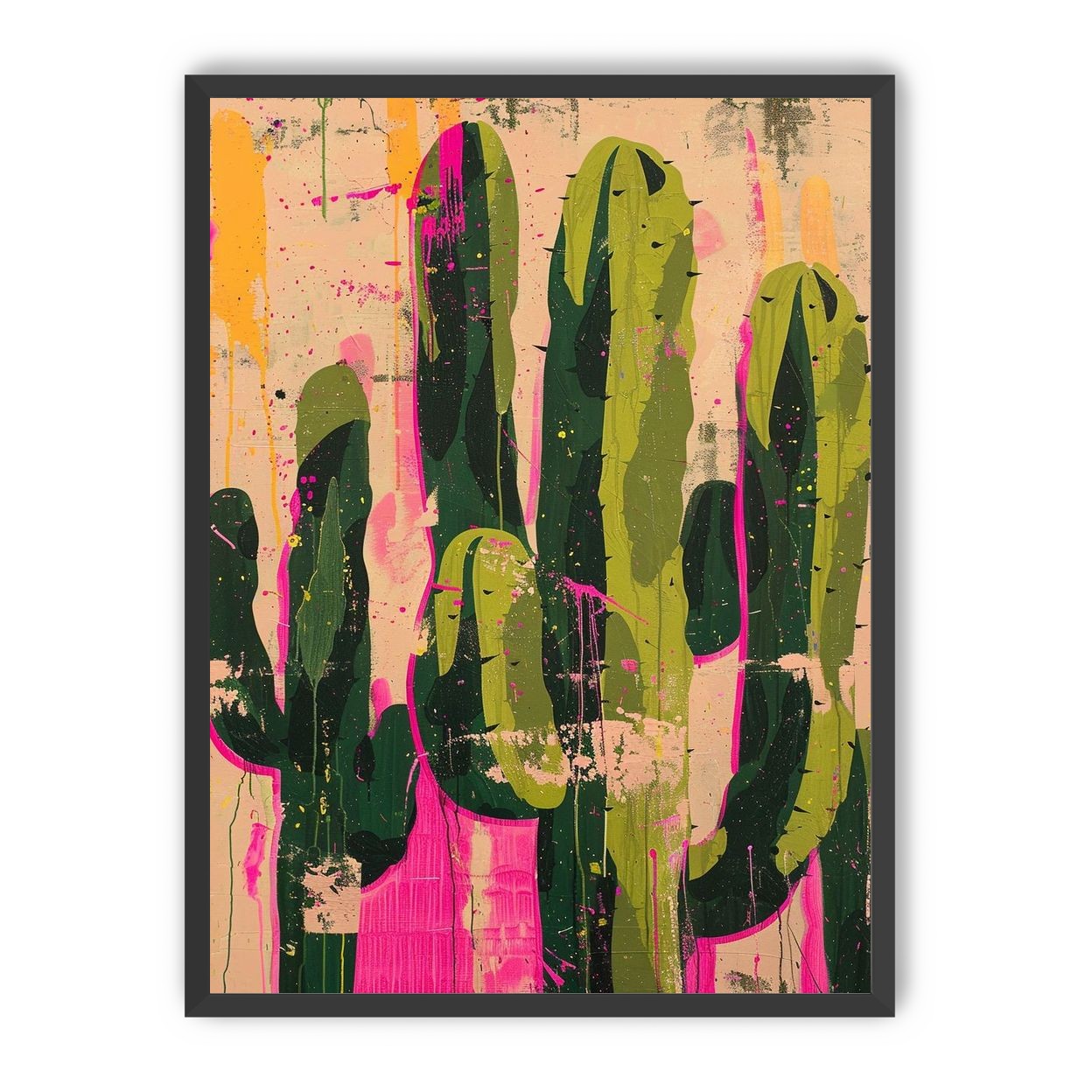 Cacti within pink drips