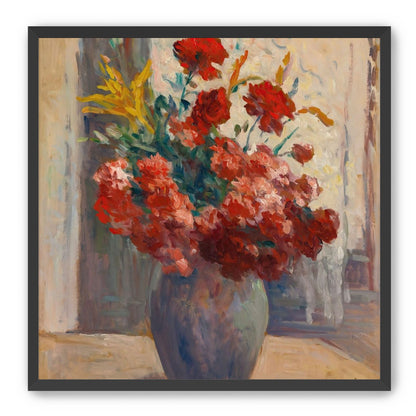 Flowers within a tall vase