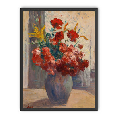 Flowers within a tall vase